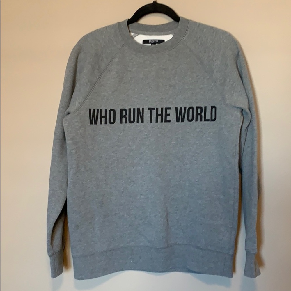 Brunette The Label Gray 'Who Run The World' Sweatshirt